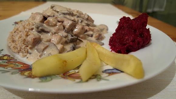 Schab w sosie pieczarkowym