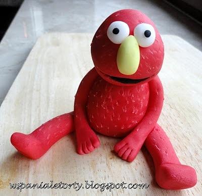Elmo słodka figurka na tort urodzinowy dekoracja z masy cukrowej