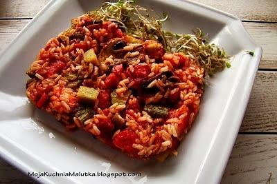 Zapiekanka ryżowa z pieczarkami