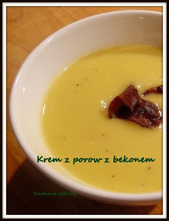 Krem z porów z boczkiem