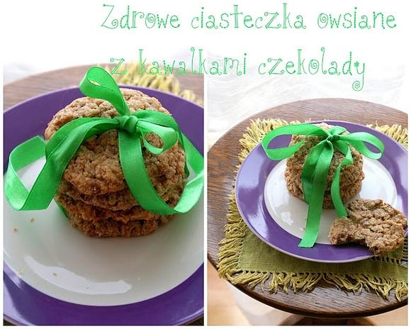 Zdrowe ciasteczka owsiane z kawałkami czekolady