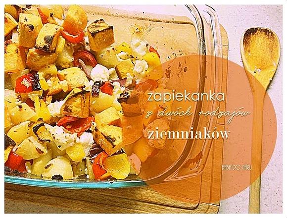 Zapiekanka z dwóch rodzajów ziemniaków i batatów