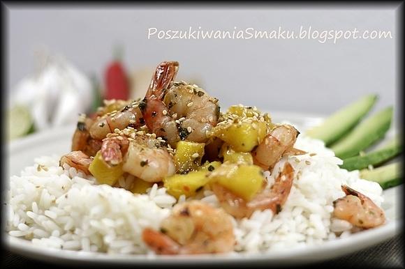 Krewetki z mango i ryżem