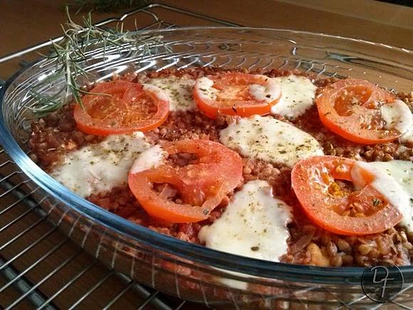 Kasza gryczana zapiekana z kurczakiem i mozzarellą