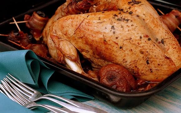Pieczona pierś z indyka i schab