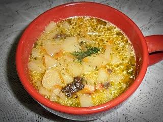 Zupa z suszonych grzybów z marchewką i pietruszką