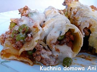 Cannelloni z mięsem mielonym i zielonym groszkiem