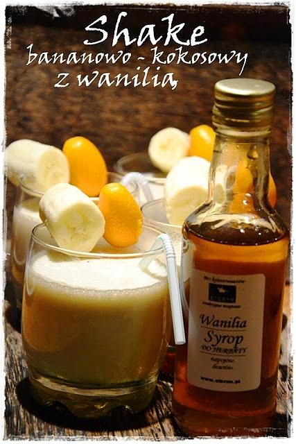 Koktajl kokosowo-bananowy ze syropem waniliowym i miodem