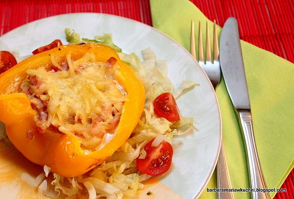 Zapiekane papryki z szynką i serkiem crème fraiche - lchf