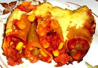 Cannelloni z groszkiem i kukurydzą