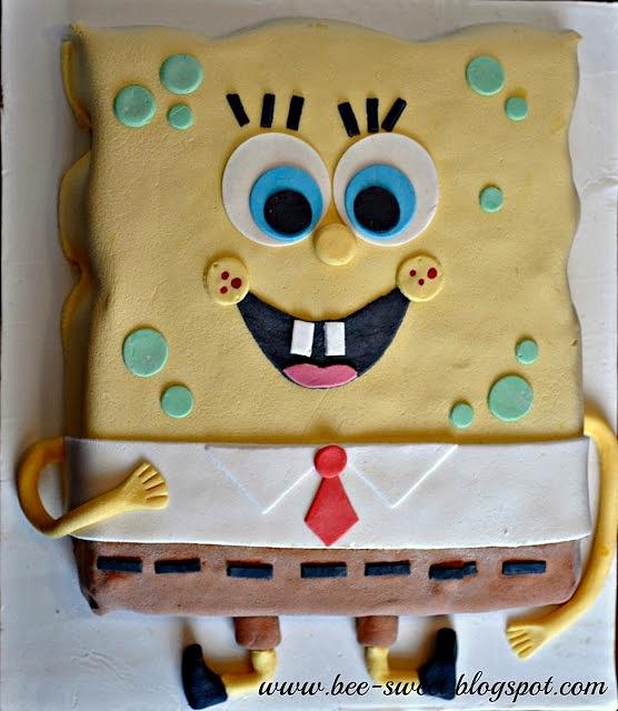 Tort SpongeBob z waniliowym biszkoptem i kremem z białą czekoladą