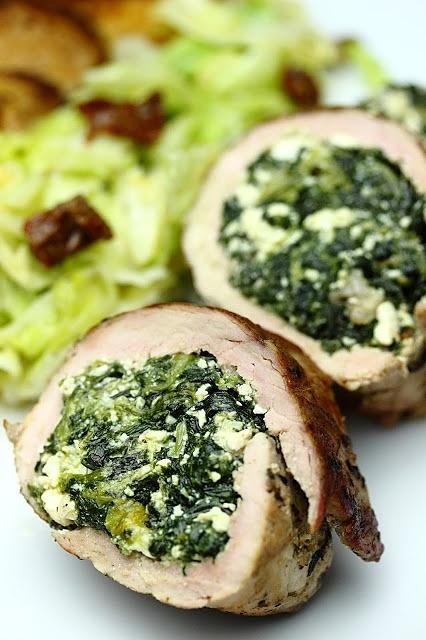 Roladki wieprzowe ze szpinakiem i ricottą