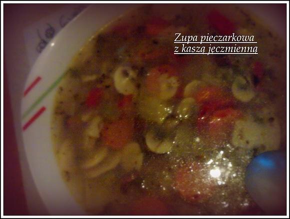 Zupa pieczarkowa z kaszą jęczmienną