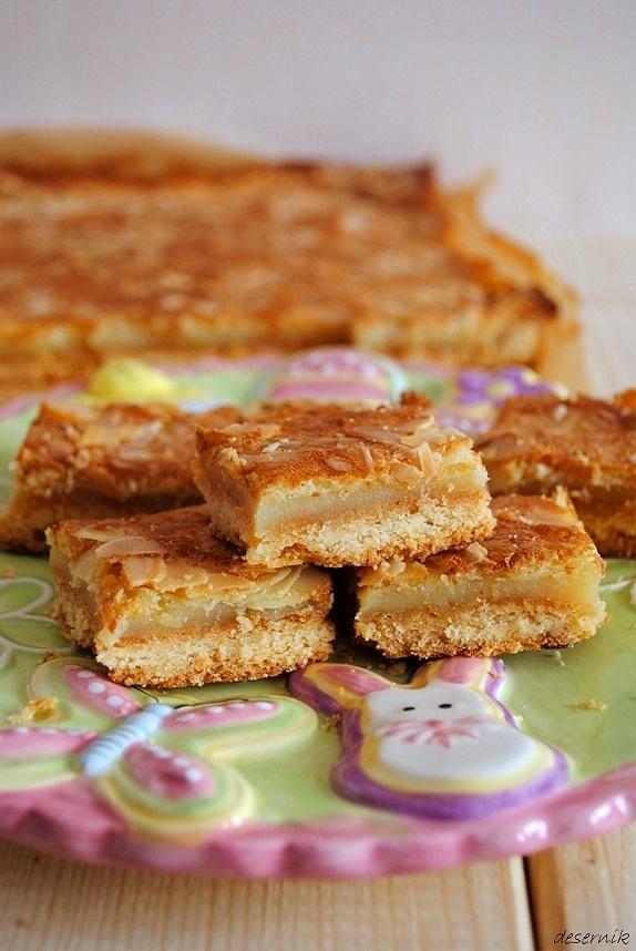Mazurek cytrynowy z kruchego ciasta i migdałami