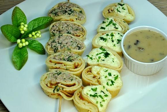 Naleśniki z mięsem, mozzarellą, szpinakiem i nadzieniem ruskimi