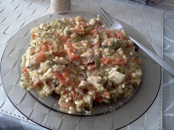 Risotto z kurczakiem, cukinią i bakłażanem