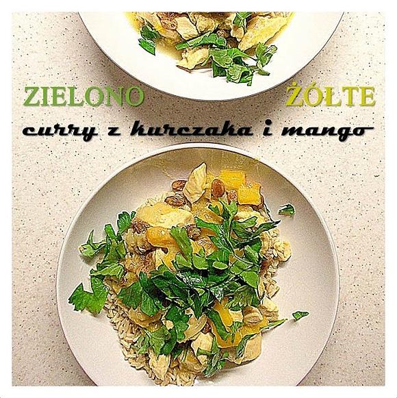Zielono-żółte curry z kurczakiem i mango