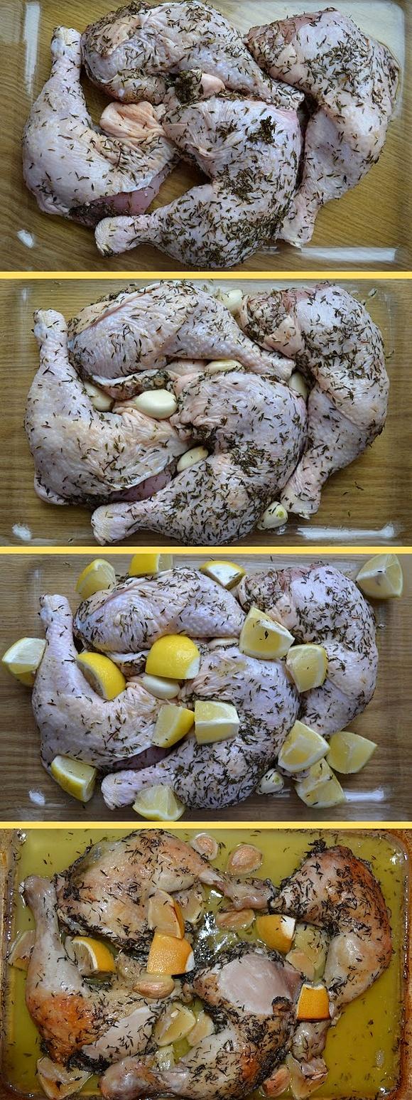 Kurczak w tymianku z czosnkiem i cytryną