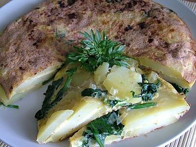 Omlet z ziemniakami i szpinakiem