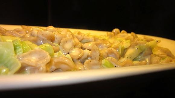 Mascarpone z makaronem i porami