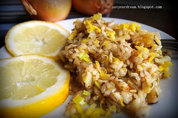 Cytrynowe risotto z porem
