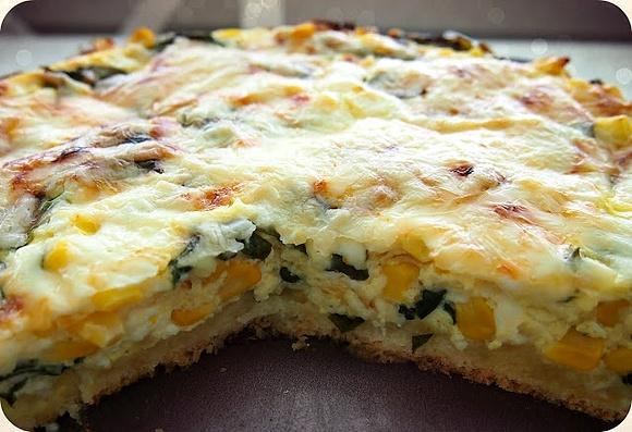 Ciasto z serem i szpinakiem z kukurydzą