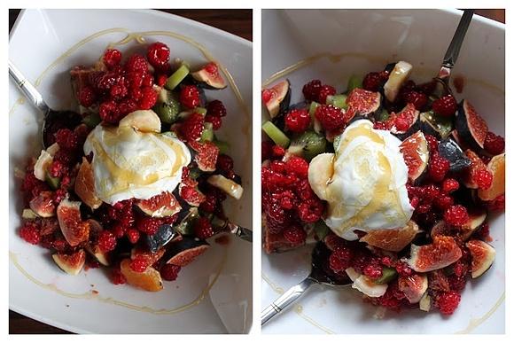 Sałatka owocowa z maliny, fig, pomarańczy, kiwi i banana
