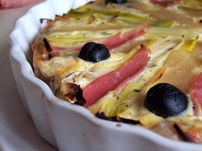 Tarta z porami i szynką szwarcwaldzką