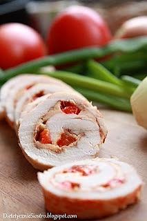 Roladki mięsa z piersią kurczaka i papryką