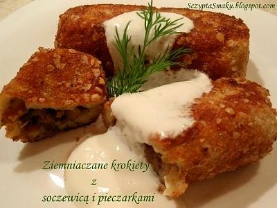 Ziemniaczane kotlety z soczewicą i pieczarkami