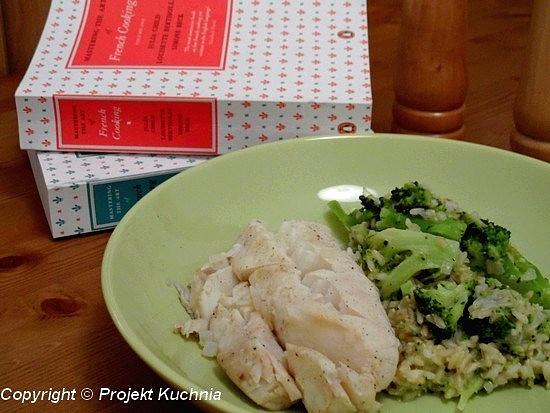 Ryba po francusku z brokułowym risotto