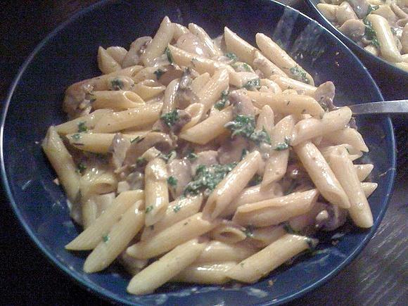 Pasta z blue cheese i grzybami