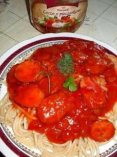 Leczo z pieczarkami a'la spaghetti