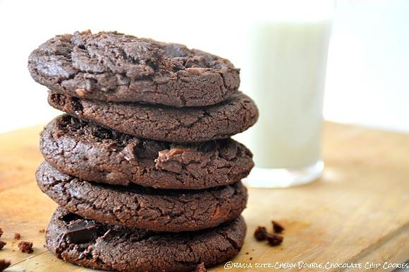 Chewy double chocolate chip cookies