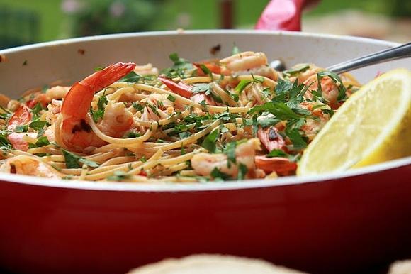 Krewetki z linguine