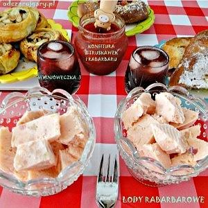 Lody rabarbarowe z ciepłą konfiturą