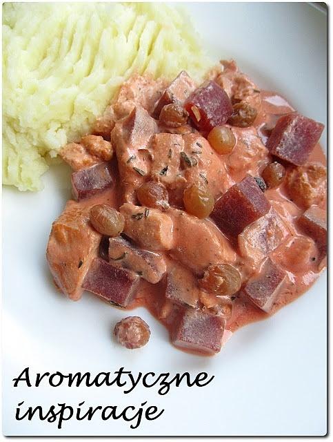 Kurczak z buraczkami i rodzynkami