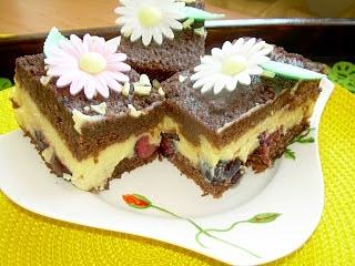 Ciasto czekoladowe z czereśniami i kaszą manną