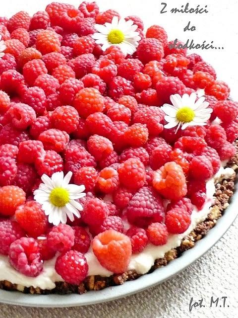 Serowa tarta z malinami