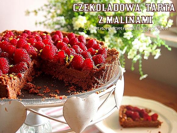 Czekoladowa tarta z malinami bez pieczenia szybki deser