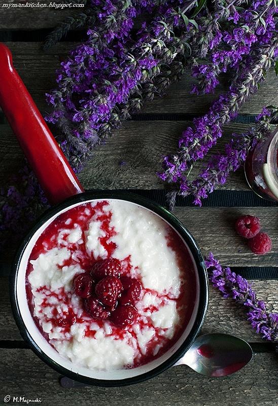 Waniliowy pudding ryżowy z malinami