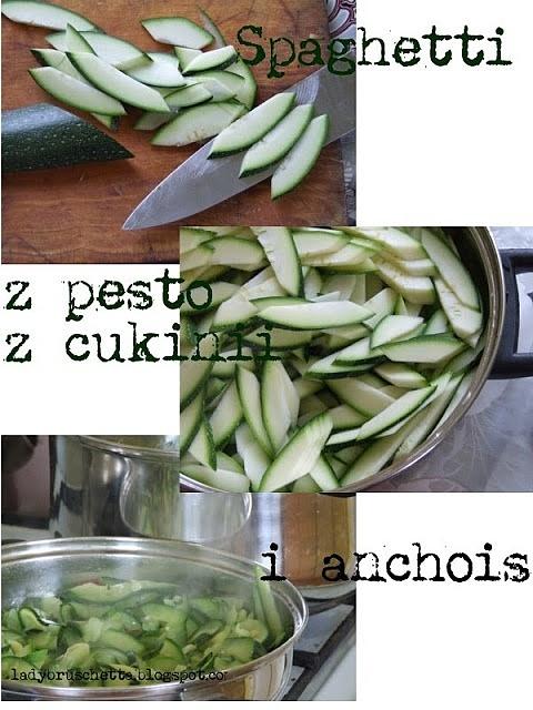 Spaghetti z pesto z cukinii i anchois