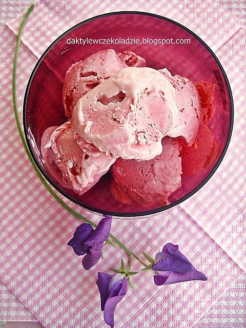 Malinowe lody z mascarpone bez jajek i bezy