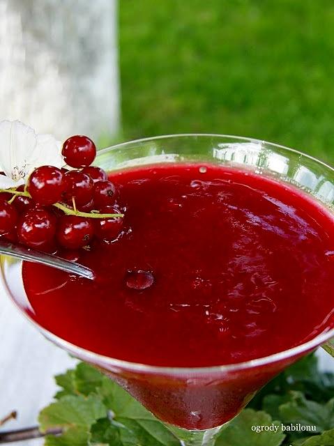 Półpłynny sorbet z czerwonej porzeczki z likierem pomarańczowym