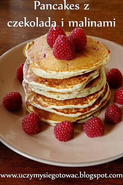Pancakes z czekoladą i malinami