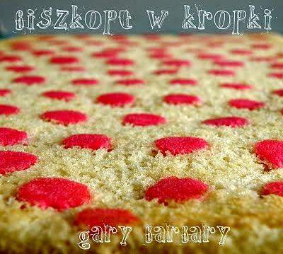 Biszkopt w kropki z kremem Nutellowym i malinami