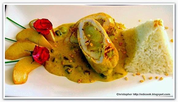 Roladki z kurczaka z gruszką na sosie curry