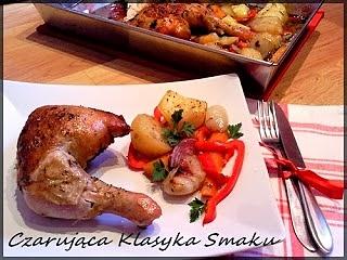 Pieczony kurczak na warzywach