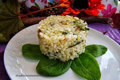 Risotto ze szpinakiem i pieczarkami