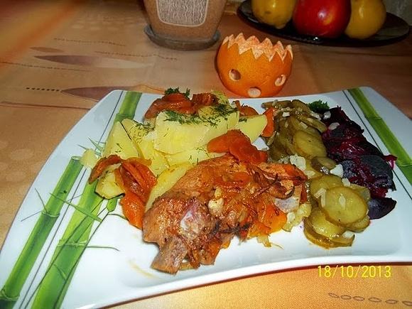 Pieczone żeberka mięso z mięsem